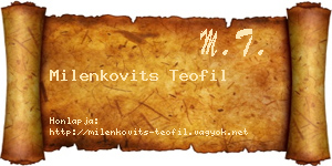Milenkovits Teofil névjegykártya